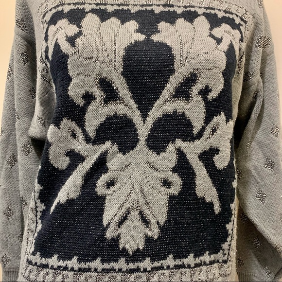 Vintage Mondi wool silver metallic [Christmas sweater 90s Y2K sparkly holiday] - Picture 5 of 7